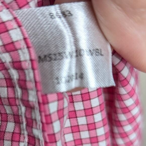 Peter Millar pink white check seaside finish long sleeve button down shirt XLG - Picture 5 of 8